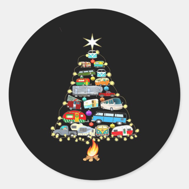 Sticker Rond Arbre de Noël Véhicules Camper Camping RVing (Devant)