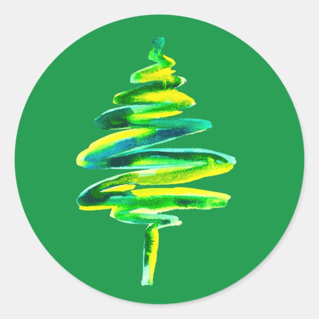 Sticker Rond Arbre de Noël vert (Devant)