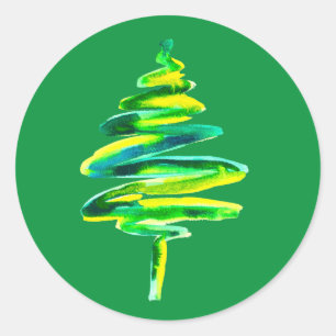 Sticker Rond Arbre de Noël vert