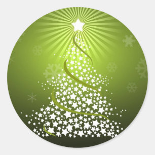 Sticker Rond Arbre de Noël vert Vector
