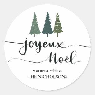Sticker Rond Arbre de Noël Waterton   Joyeux Noel Script