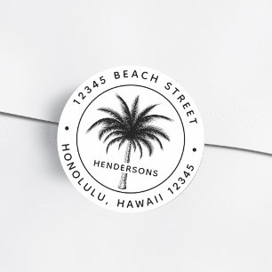 Sticker Rond Arbre de palme tropical Adresse de retour ronde