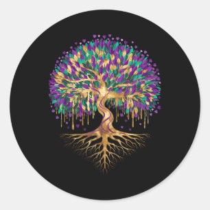 Sticker Rond Arbre de perles de Mardi Gras Carnaval La Nouvelle