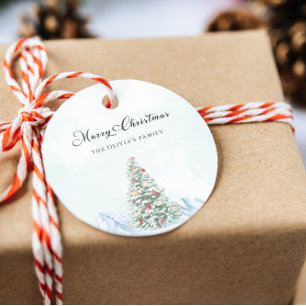 Sticker Rond Arbre de pin de Noël Joyeux