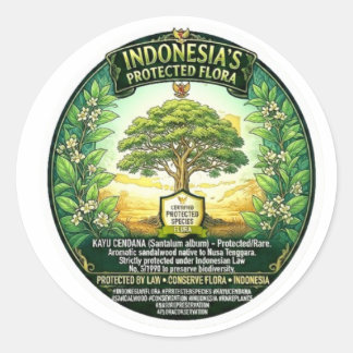 Sticker Rond Arbre de Santal Sacré Art - Botanique Indonésienne