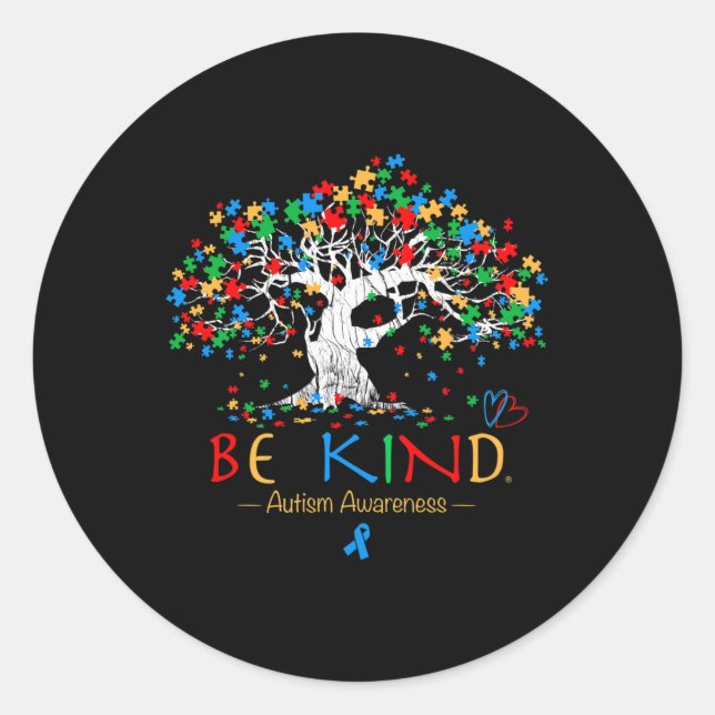 Sticker Rond Arbre de Sensibilisation sur l'autisme de vie Mois (Devant)