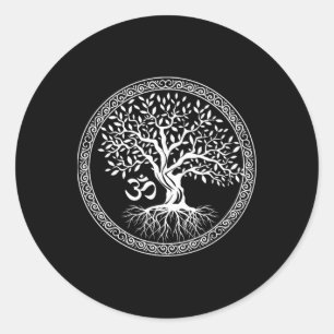 Sticker Rond Arbre de vie avec symbole Om Yoga Zen Méditation S