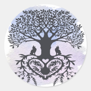 Sticker Rond Arbre de vie de l'art populaire