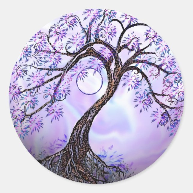 Sticker Rond Arbre de vie Lavendar (Devant)