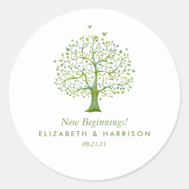 Sticker Rond Arbre de vie, mariage élégant (Devant)
