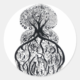 Sticker Rond ARBRE DE VIE - noir & blanc