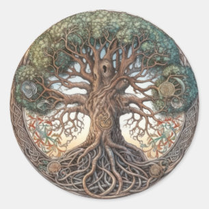 Sticker Rond Arbre de vie païen