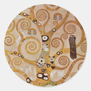 Sticker Rond Arbre de Vie par Gustav Klimt, Art Nouveau stylisé