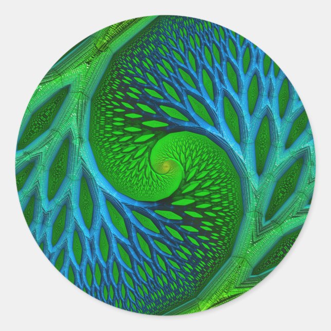 Sticker Rond Arbre de Vie Spirale Fractale (Devant)