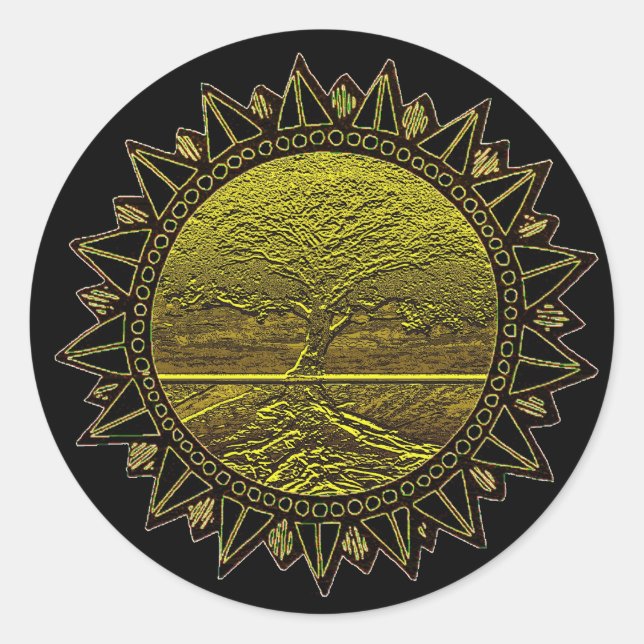 Sticker Rond Arbre de vie Sun Salutation (Devant)