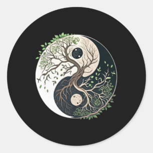 Sticker Rond Arbre de Vie Yin Yang Yoga Nature Lance Art