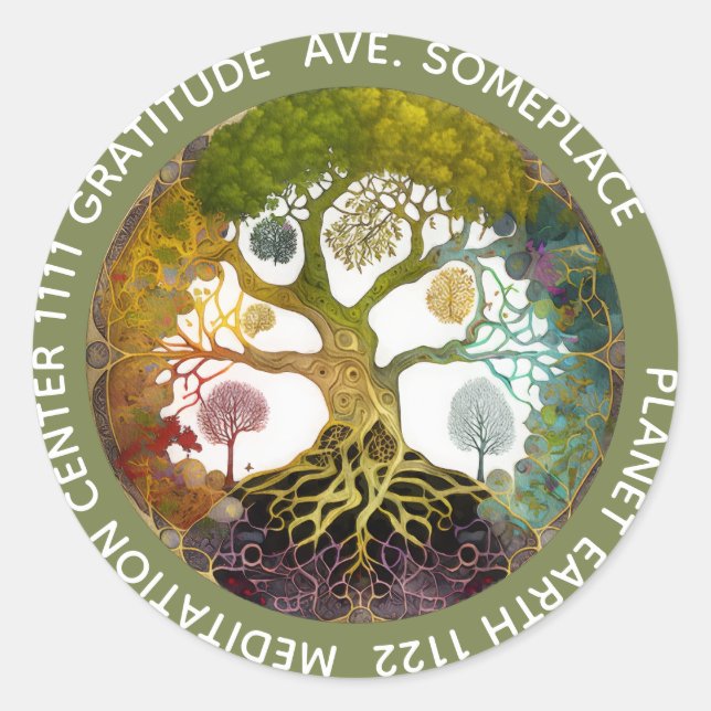 Sticker Rond Arbre des saisons de la vie (Devant)