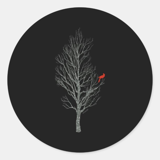 Sticker Rond Arbre d'hiver W Cardinal Bird (Devant)