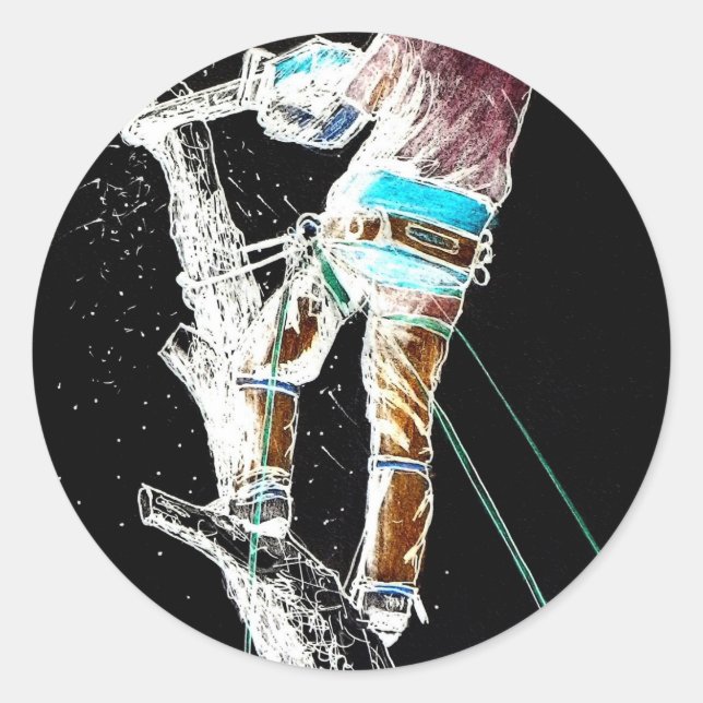 Sticker Rond Arbre électrique chirurgien Arboriste de noël prés (Devant)