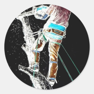 Sticker Rond Arbre électrique chirurgien Arboriste de noël prés