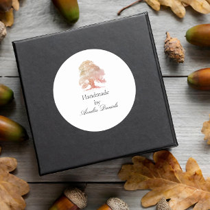 Sticker Rond Arbre en chêne monogramme fabriqué à la main par S