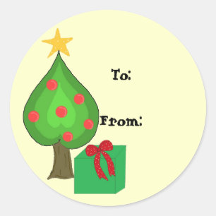 Sticker Rond Arbre Fantaisiste Avec Étoile