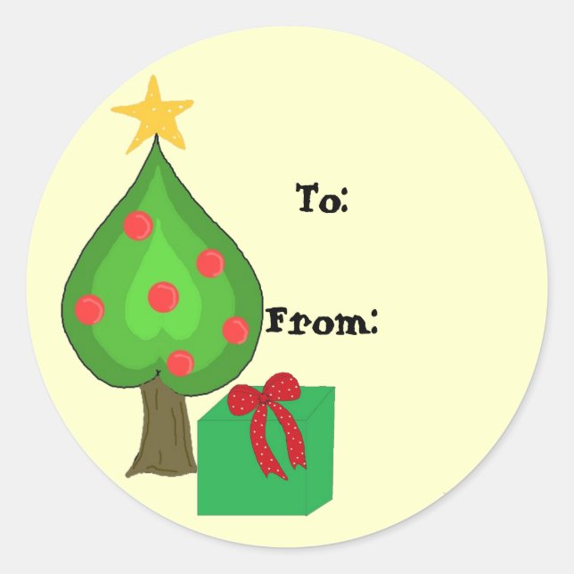 Sticker Rond Arbre Fantaisiste Avec Étoile (Devant)