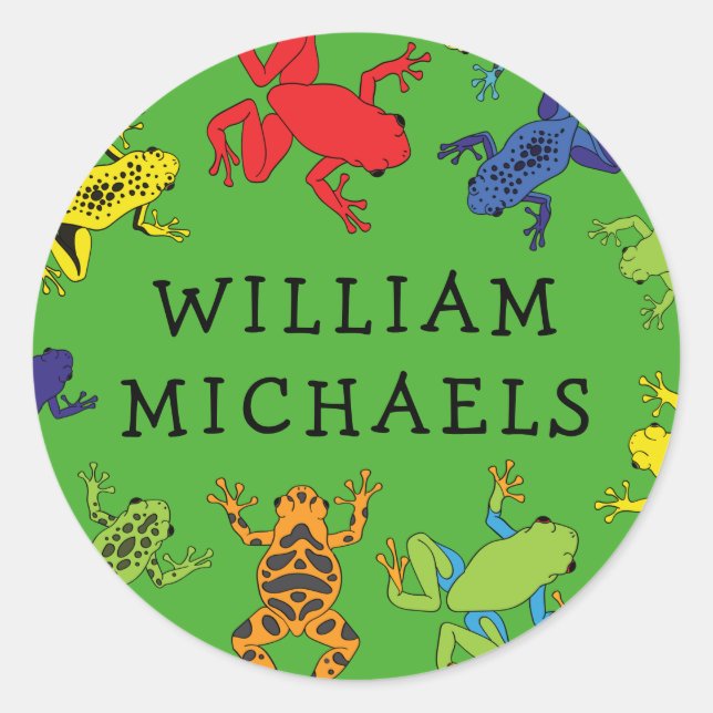 Sticker Rond Arbre grenouilles mignonne Nom de l'enfant Envelop (Devant)