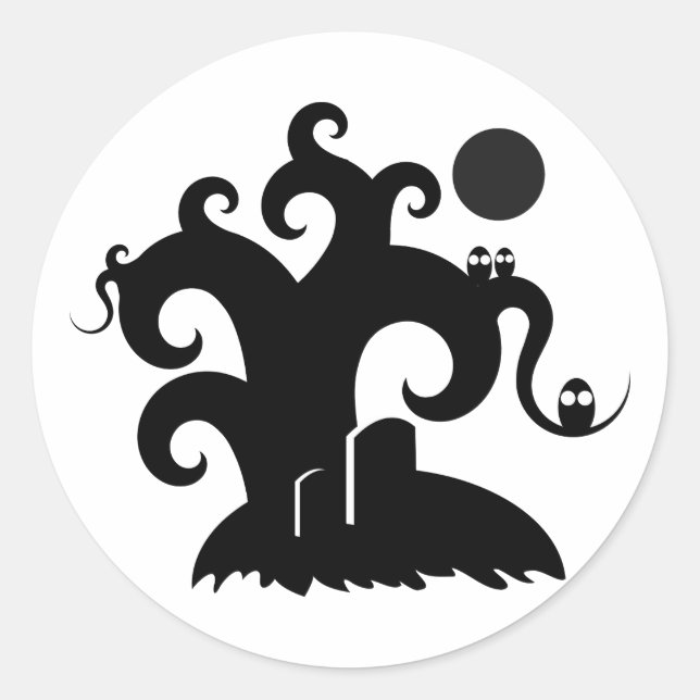 Sticker Rond Arbre Halloween (Devant)