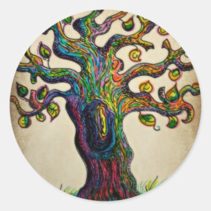 Sticker Rond Arbre hippie