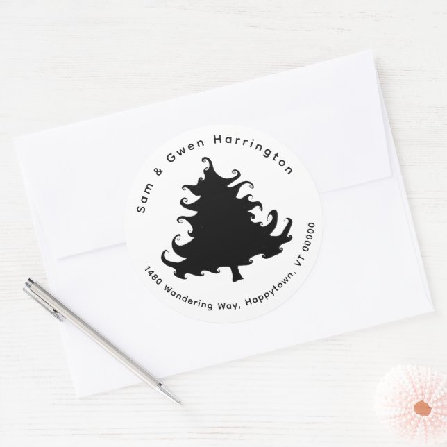 Sticker Rond Arbre noir - Adresse de retour Enveloppe ronde (Enveloppe)