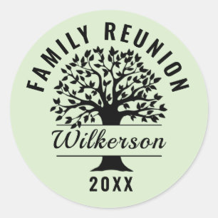 Sticker Rond Arbre Noir Silhouette Famille Réunion Géngénéalogi