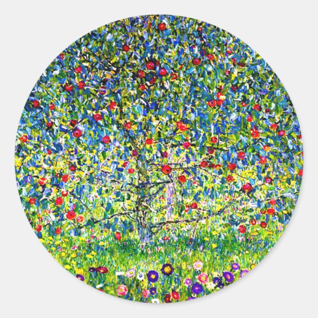 Sticker Rond Arbre pomme Gustav Klimt (Devant)