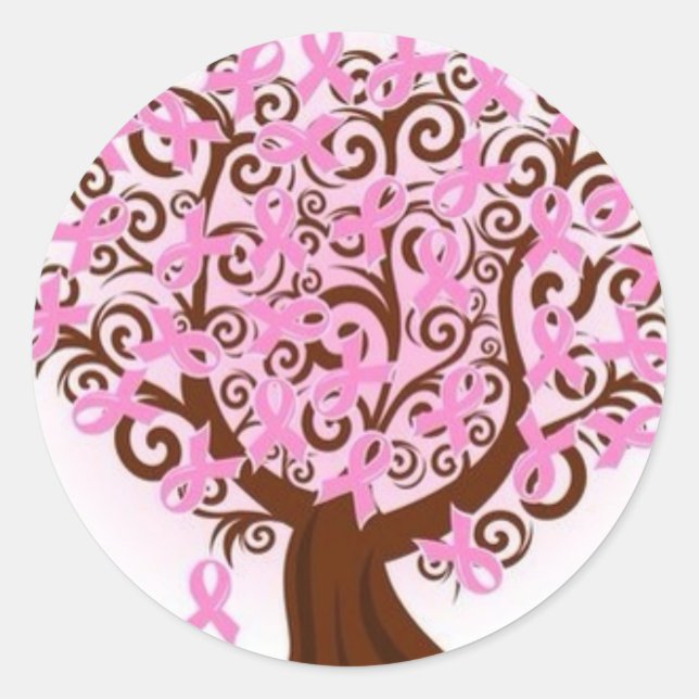Sticker Rond Arbre Pour Le Mois De Sensibilisation Au Cancer Du (Devant)