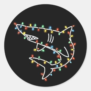 Sticker Rond Arbre requins Noël Xmas animal familier amateur de