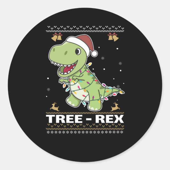Sticker Rond Arbre Rex Dinosaure Pun T-Rex (Devant)