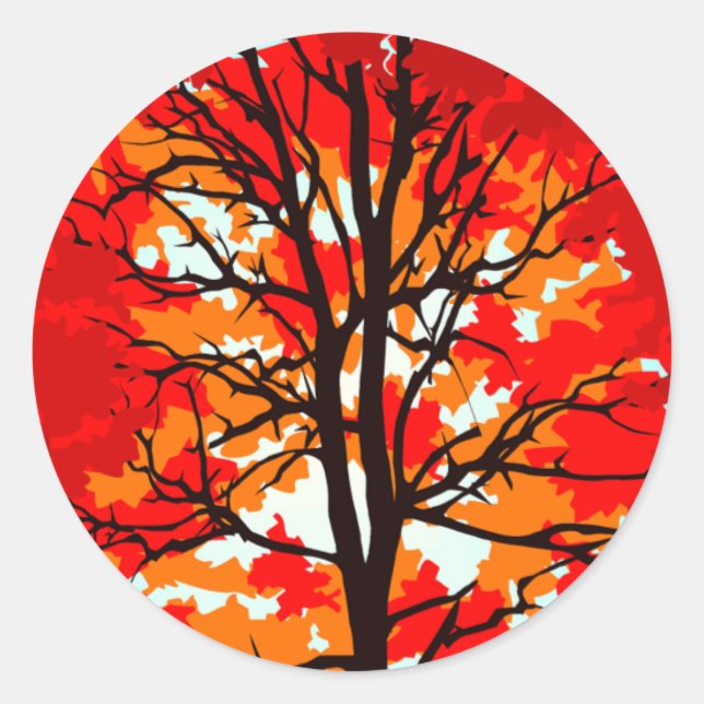 Sticker Rond Arbre rouge (Devant)