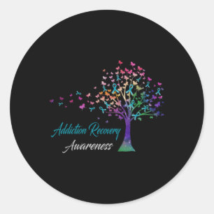Sticker Rond Arbre Ruban Addiction Récupération Confort C