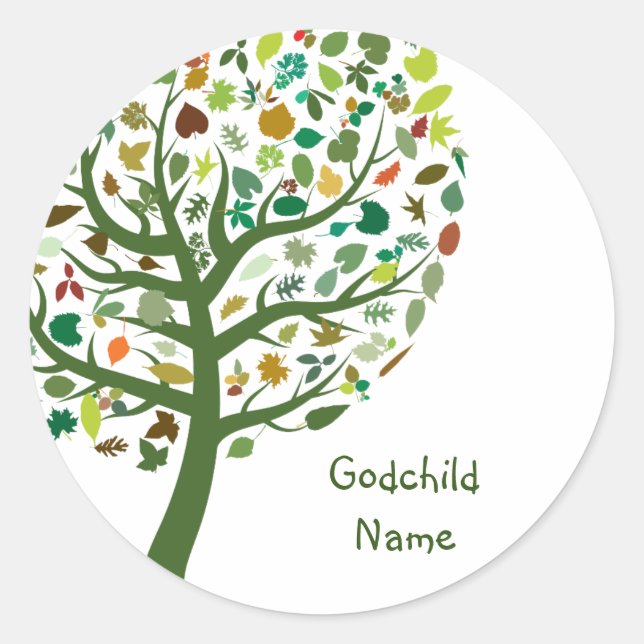 Sticker Rond Arbre Rustique de la vie Ado Godgirl Personnalisé (Devant)