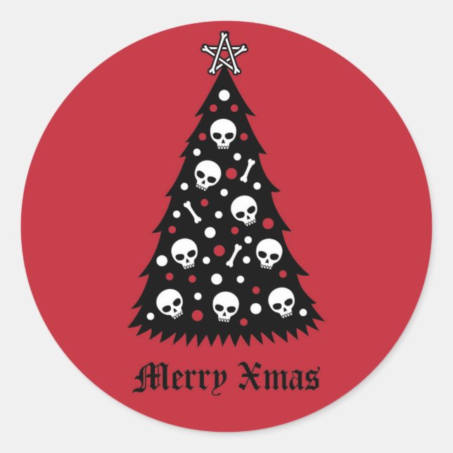 Sticker Rond Arbre sombre de Noël (Devant)