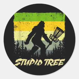 Sticker Rond Arbre Stupide Disc Golf Drôle Frisbee Golf