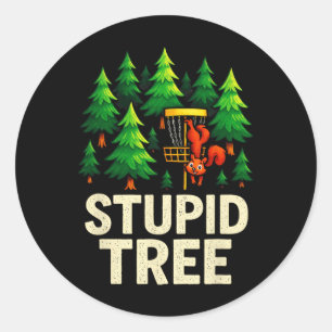 Sticker Rond Arbre Stupide - Écureuil de Golf de Disque Drôle