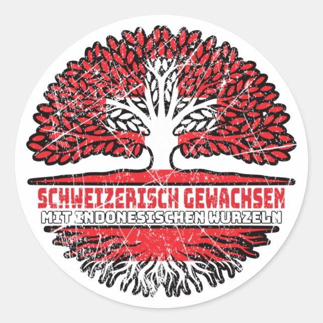 Sticker Rond Arbre suisse indonésien (Devant)