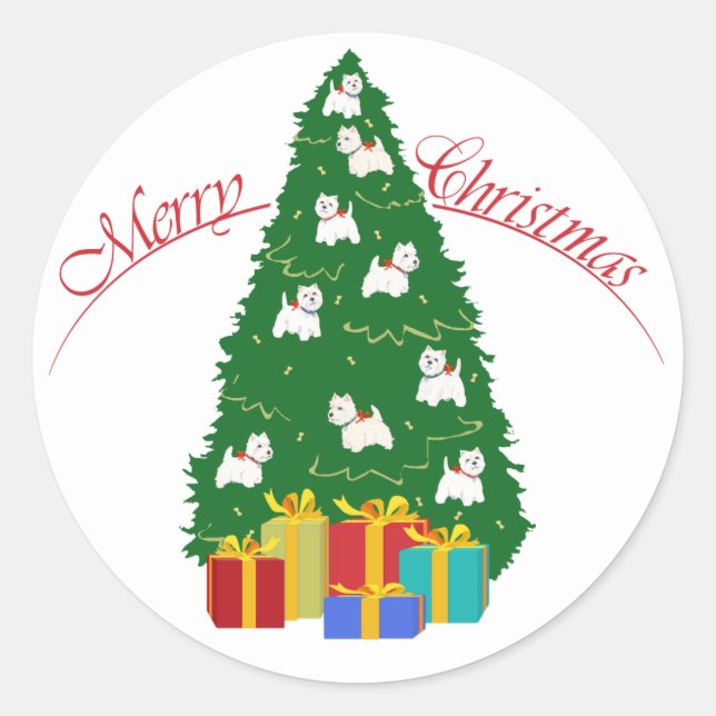 Sticker Rond Arbre Westie (Devant)