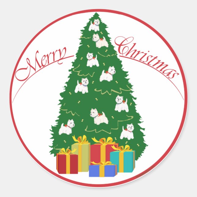 Sticker Rond Arbre Westie (Devant)