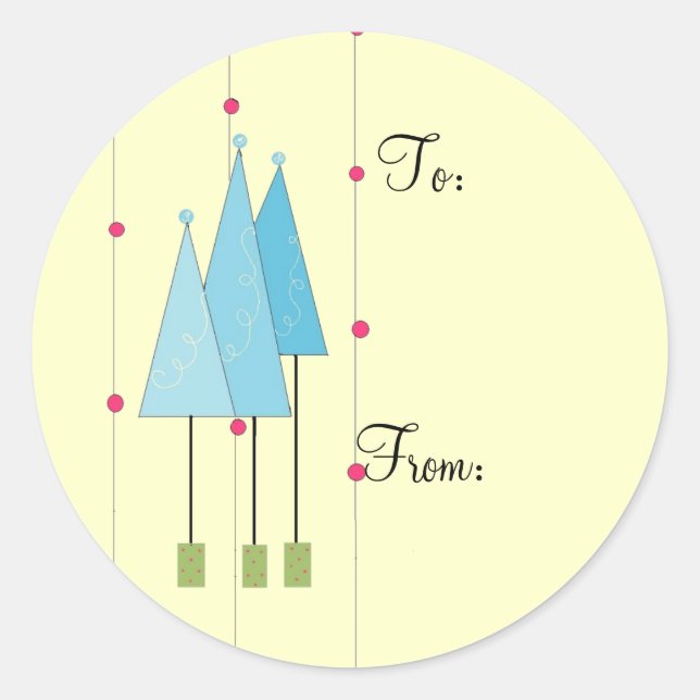 Sticker Rond Arbres blancs Whimsical (Devant)