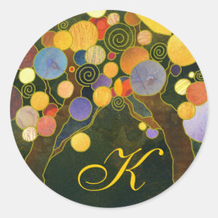 Sticker Rond Arbres d'Amour Artistique Mariage Faveur Monogramm
