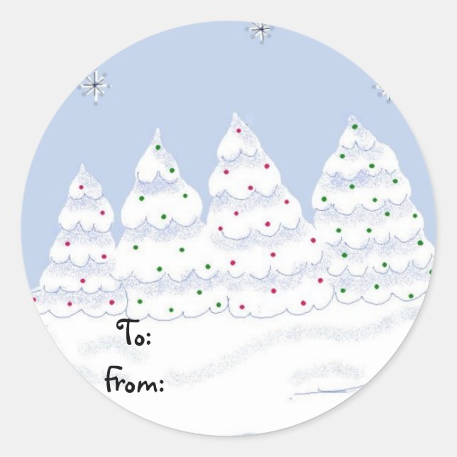 Sticker Rond Arbres de blanc (Devant)