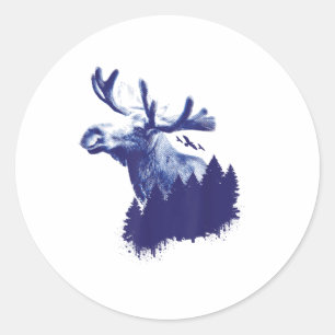 Sticker Rond Arbres de forêt d'orignaux Protection De l'environ