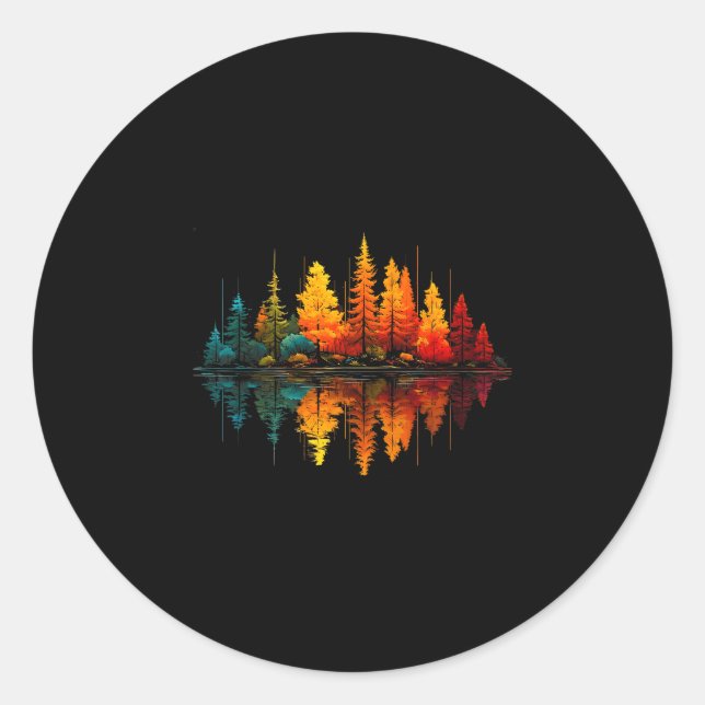 Sticker Rond Arbres de forêt lac réflexion faune extérieur (Devant)